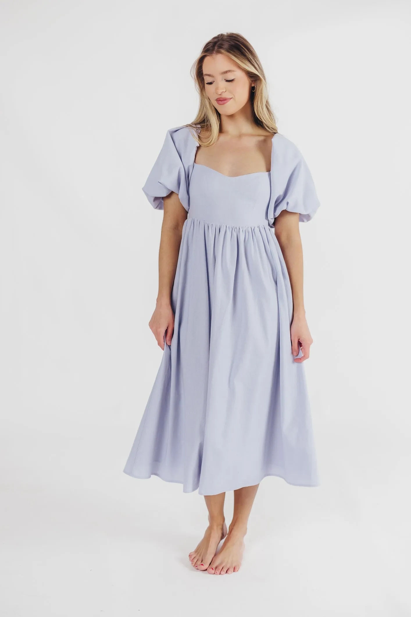 Hamilton Midi Dress in Light Blue - Bump Friendly & Inclusive Sizing (S-2XL)