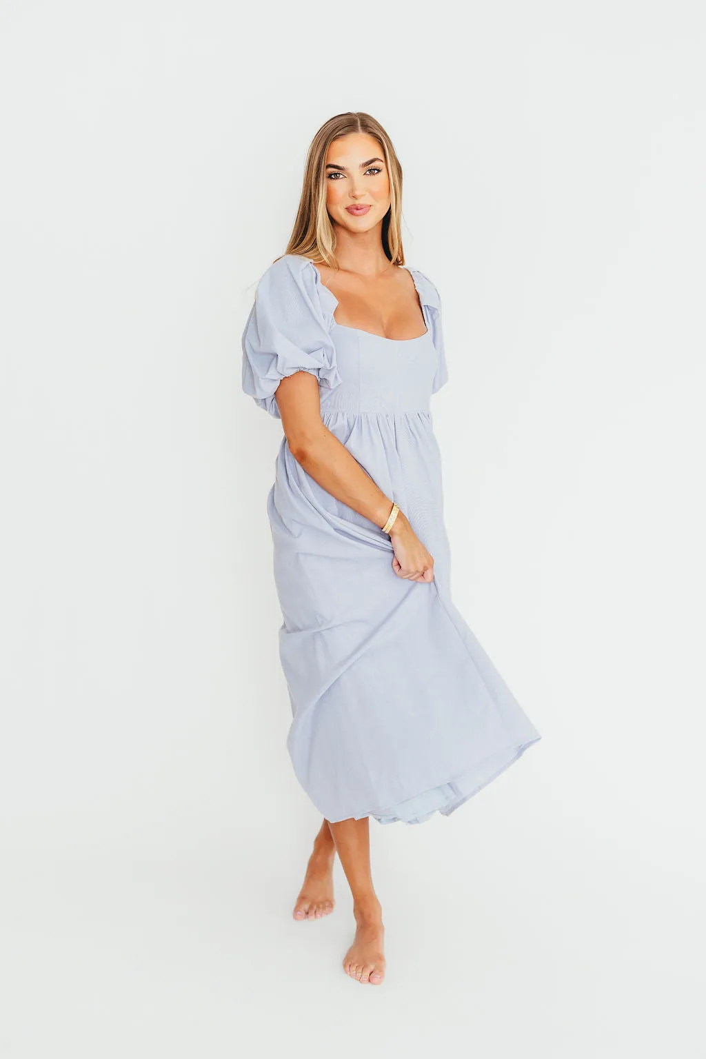 Hamilton Midi Dress in Light Blue - Bump Friendly & Inclusive Sizing (S-2XL)