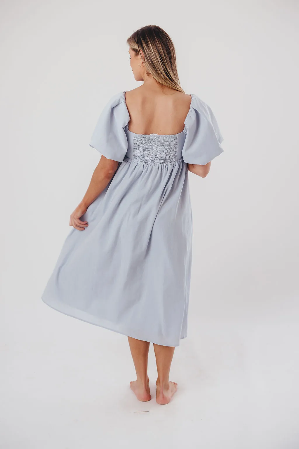 Hamilton Midi Dress in Light Blue - Bump Friendly & Inclusive Sizing (S-2XL)