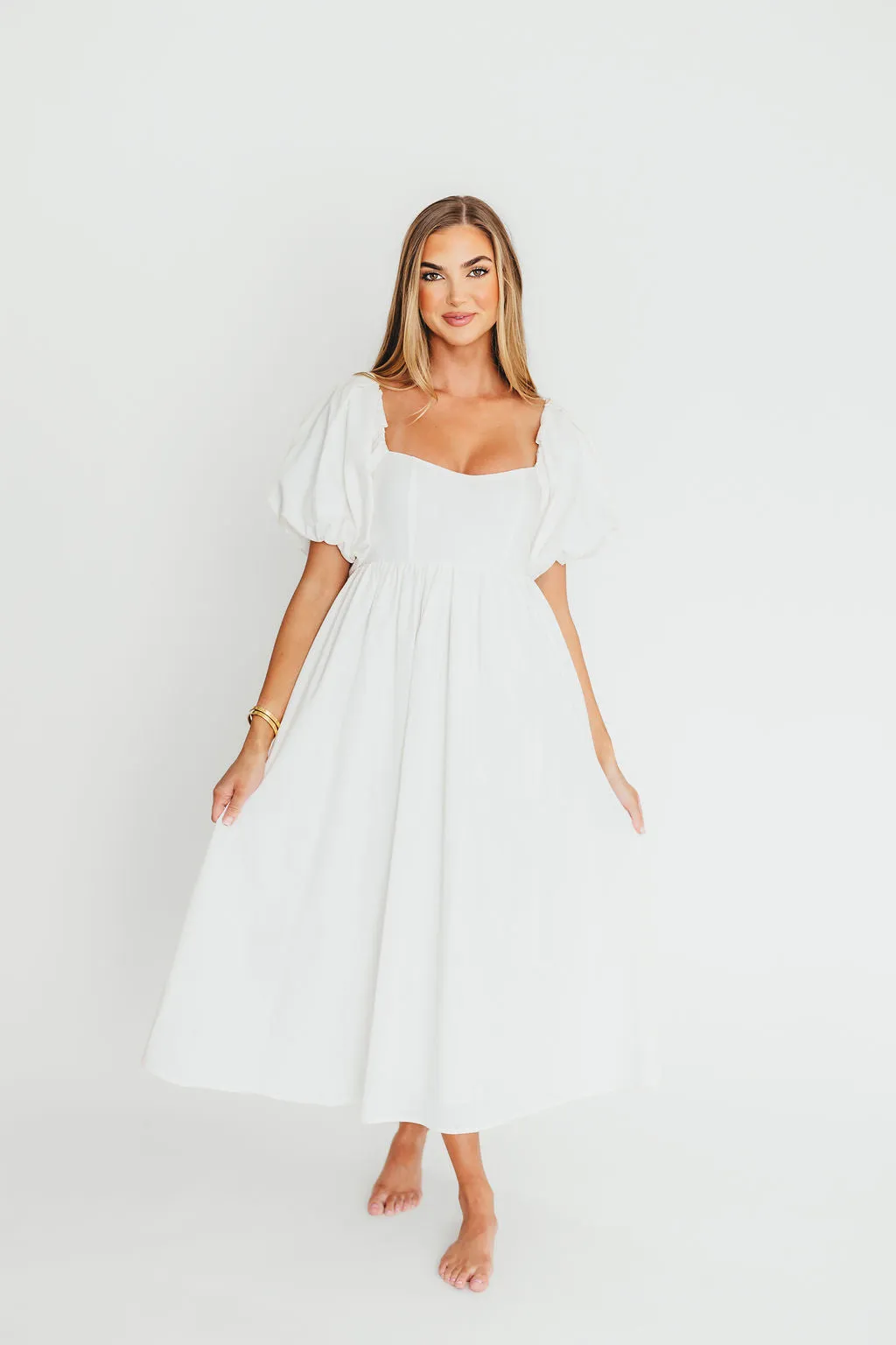 Hamilton Midi Dress in Off-White - Bump Friendly (S-2XL)