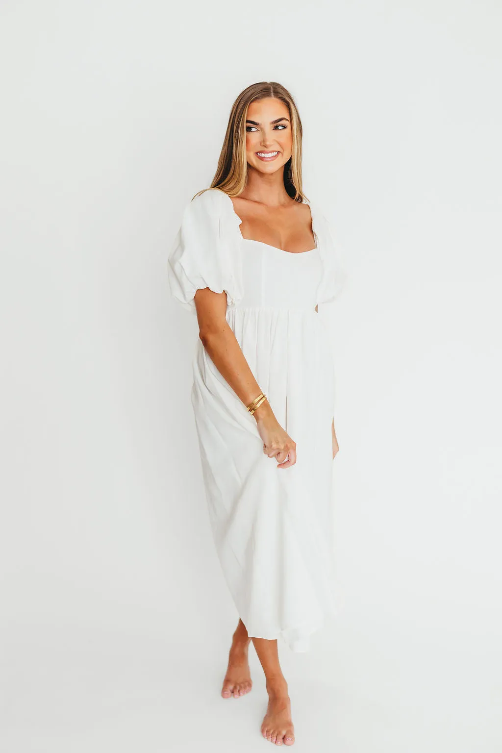 Hamilton Midi Dress in Off-White - Bump Friendly (S-2XL)