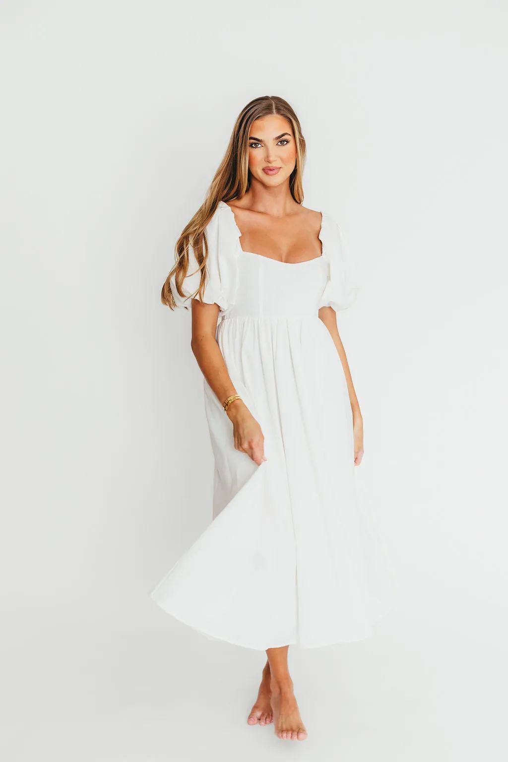 Hamilton Midi Dress in Off-White - Bump Friendly (S-2XL)