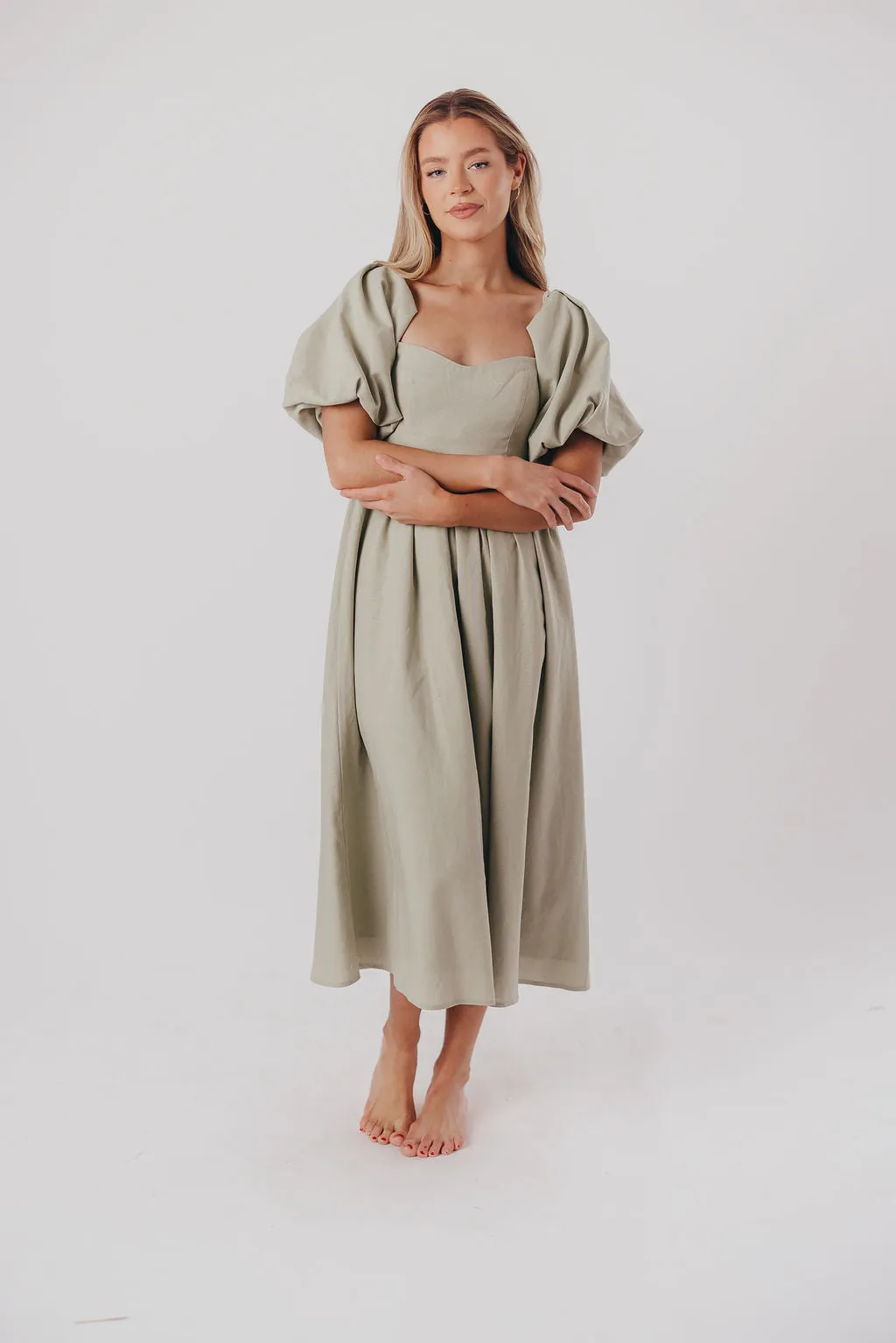 Hamilton Midi Dress in Olive - Bump Friendly (S-2XL)