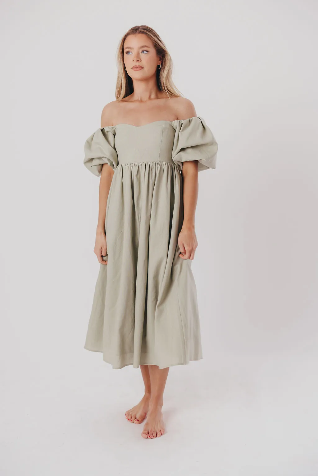 Hamilton Midi Dress in Olive - Bump Friendly (S-2XL)