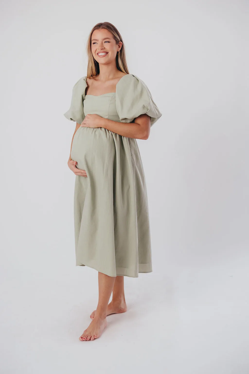 Hamilton Midi Dress in Olive - Bump Friendly (S-2XL)