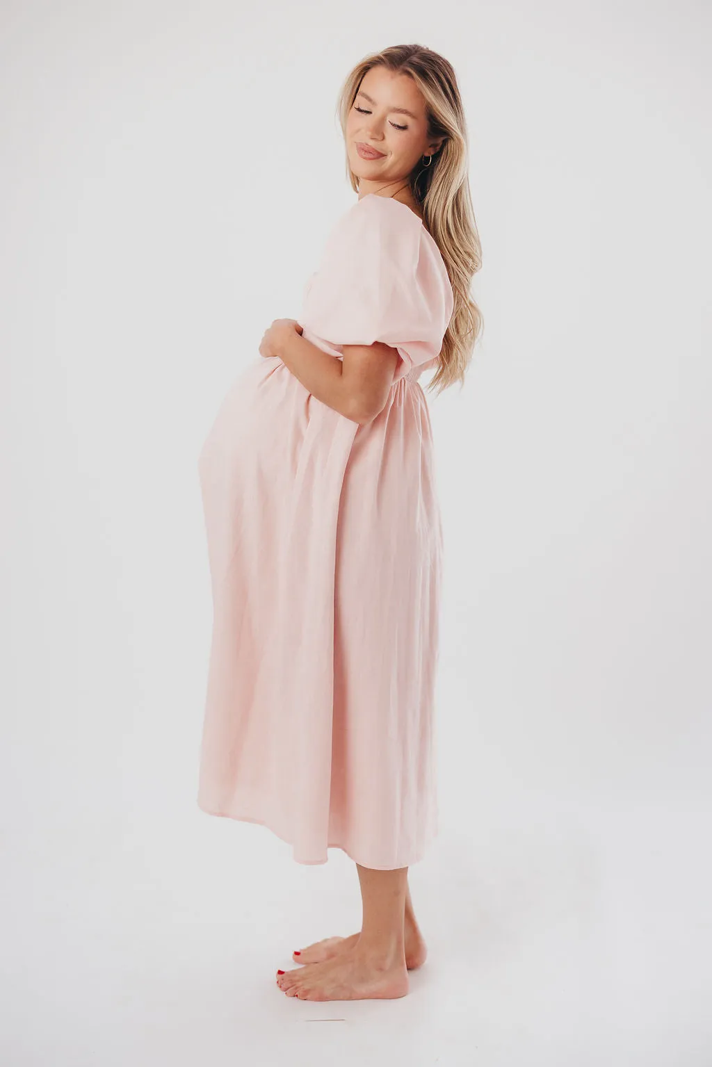 Hamilton Midi Dress in Pink - Bump Friendly (S-2XL)
