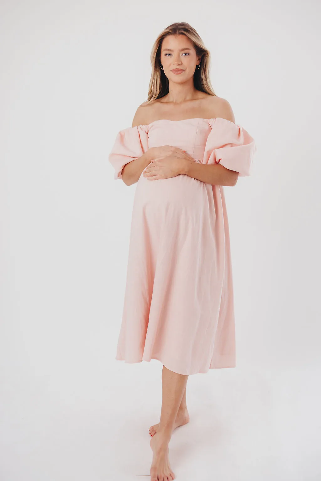 Hamilton Midi Dress in Pink - Bump Friendly (S-2XL)