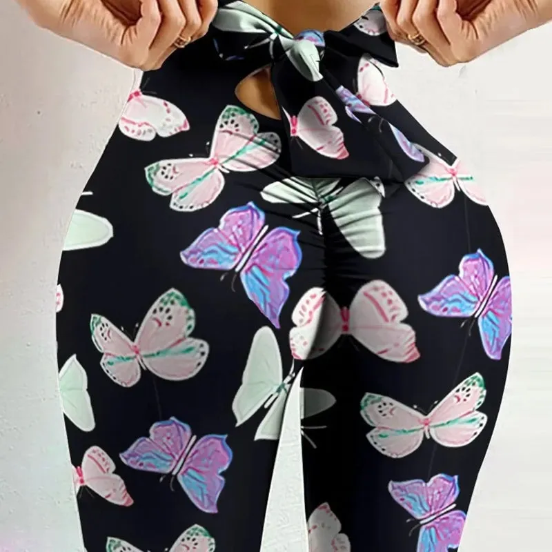 High Waist Sexy Bow Bandage Yoga Pants