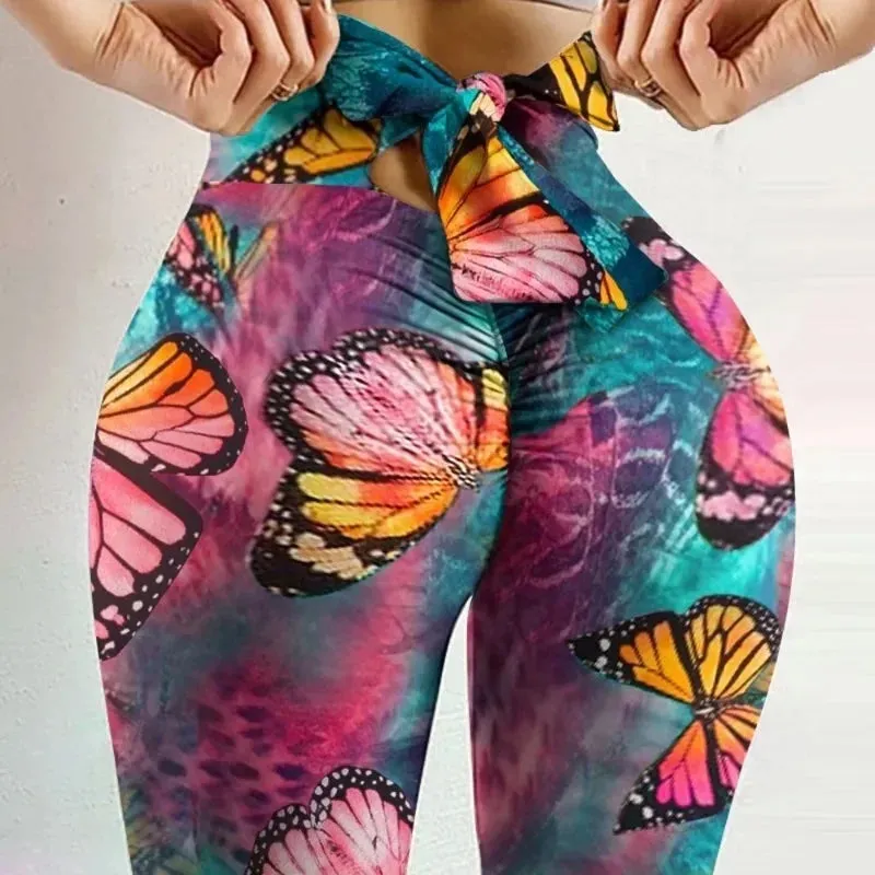 High Waist Sexy Bow Bandage Yoga Pants