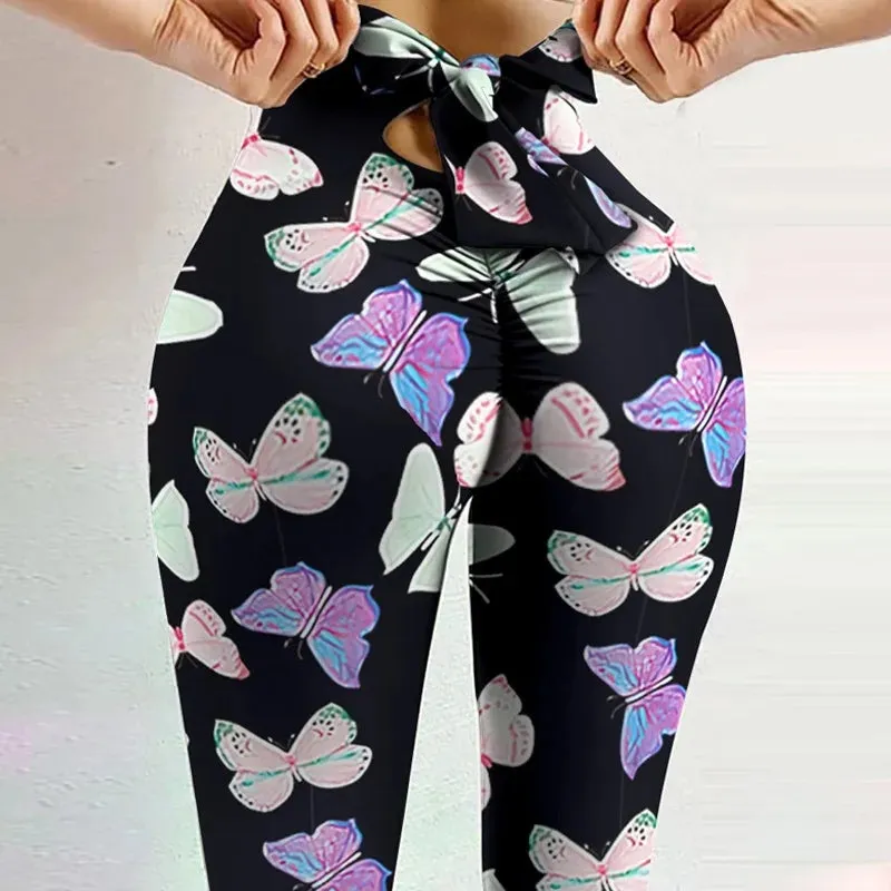 High Waist Sexy Bow Bandage Yoga Pants