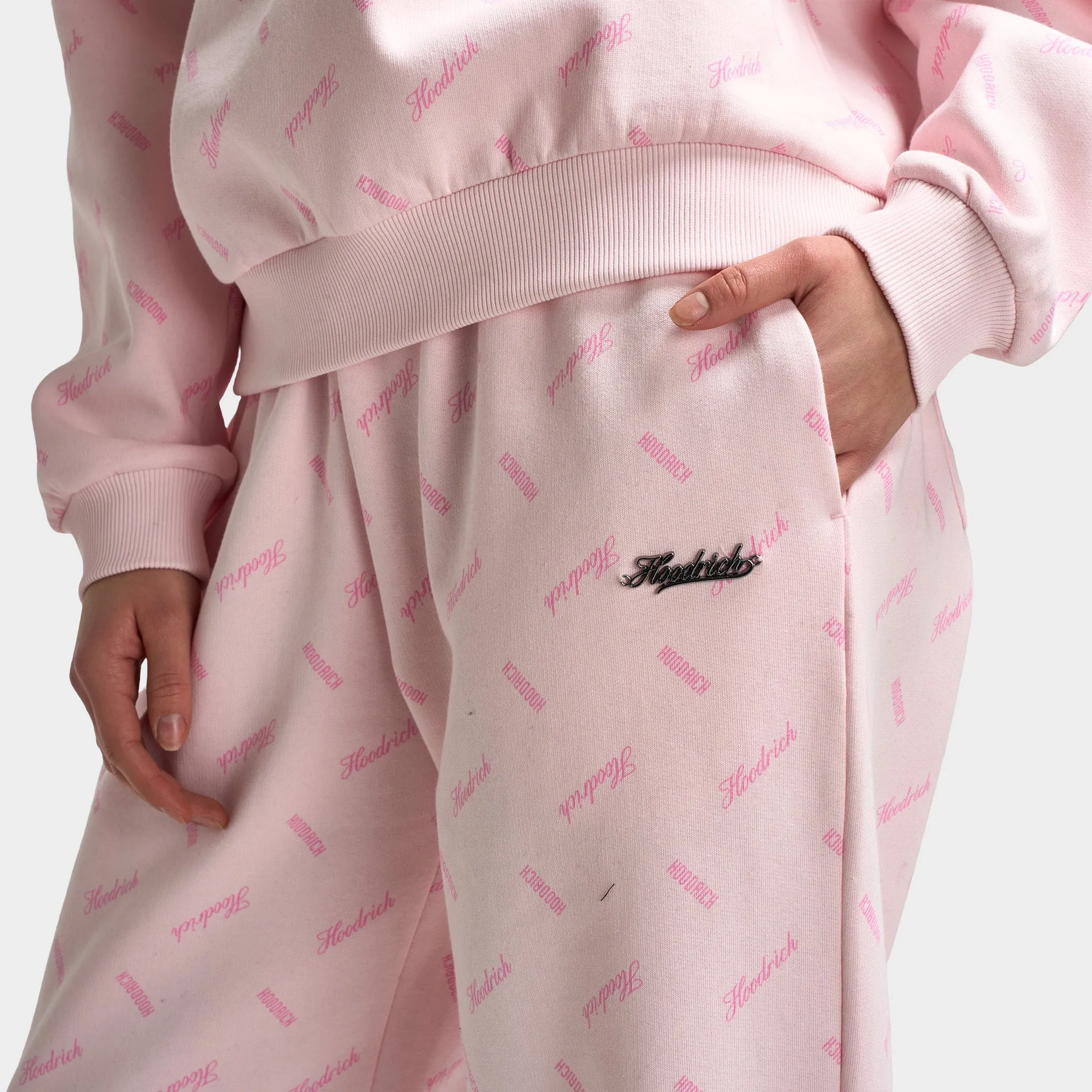 Hoodrich Women's Flock Oversized Wide Leg Joggers Pink A Boo / Silver