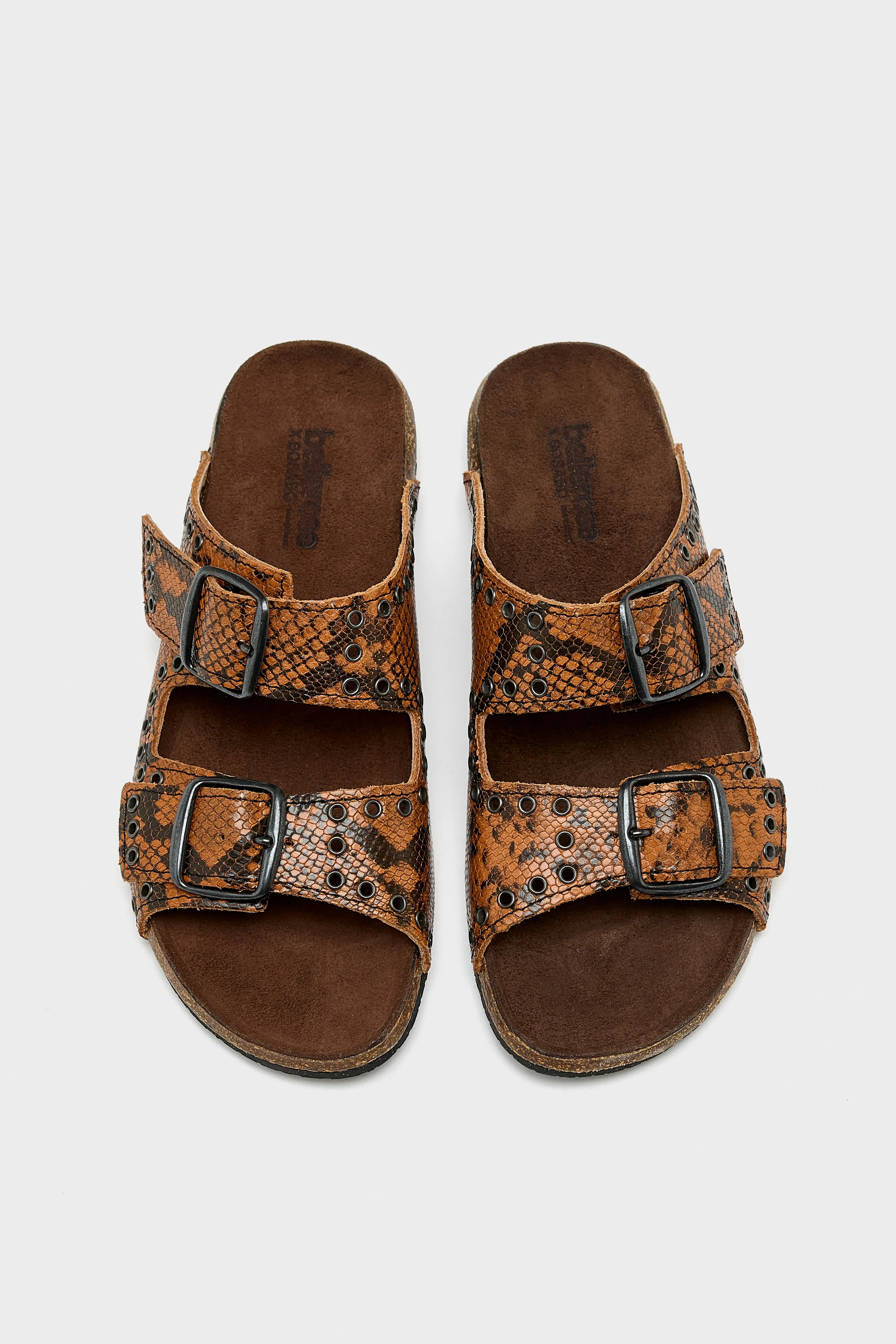 Œillet Python Leather Sandals (251 / W / CAMEL)