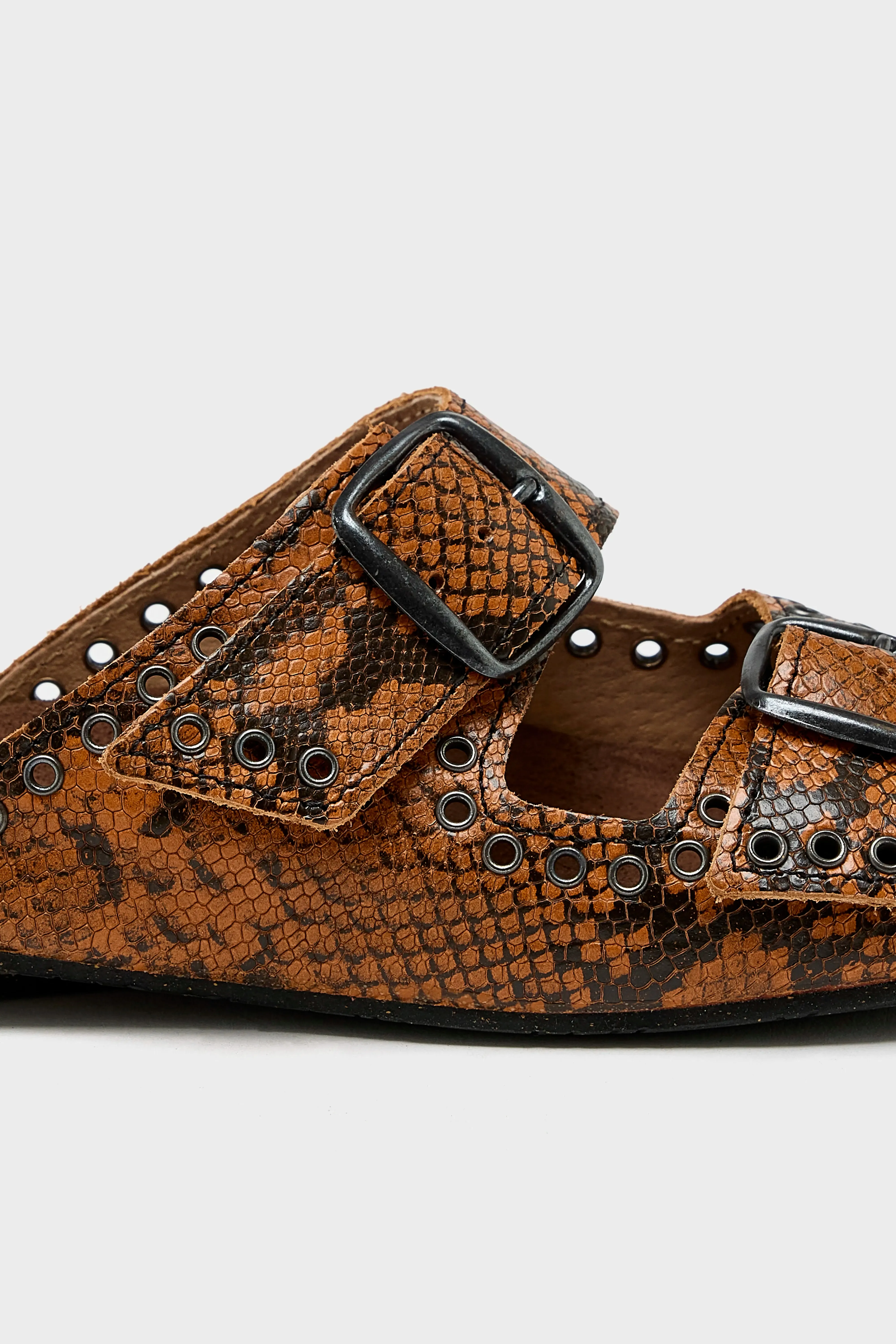 Œillet Python Leather Sandals (251 / W / CAMEL)