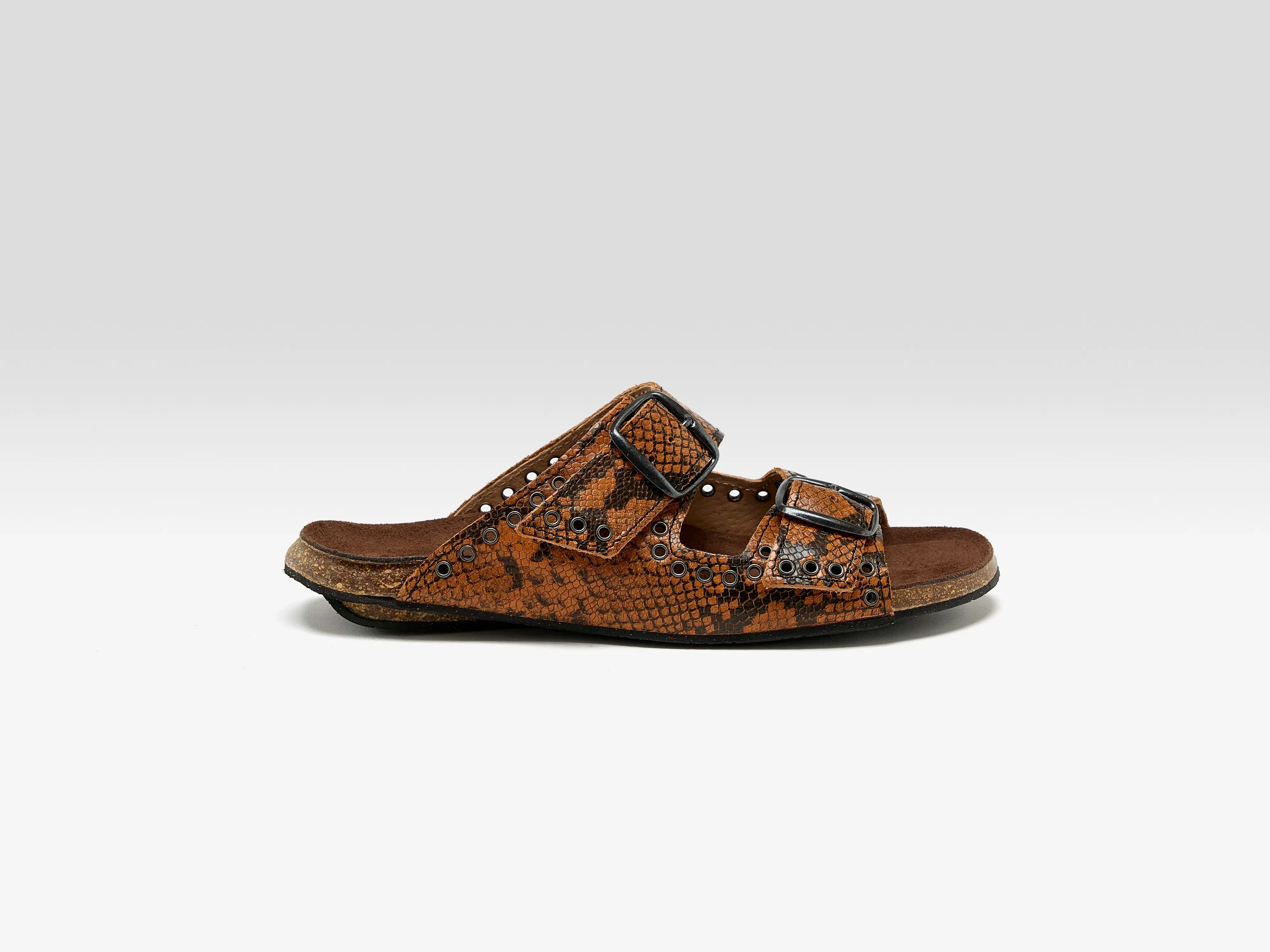 Œillet Python Leather Sandals (251 / W / CAMEL)