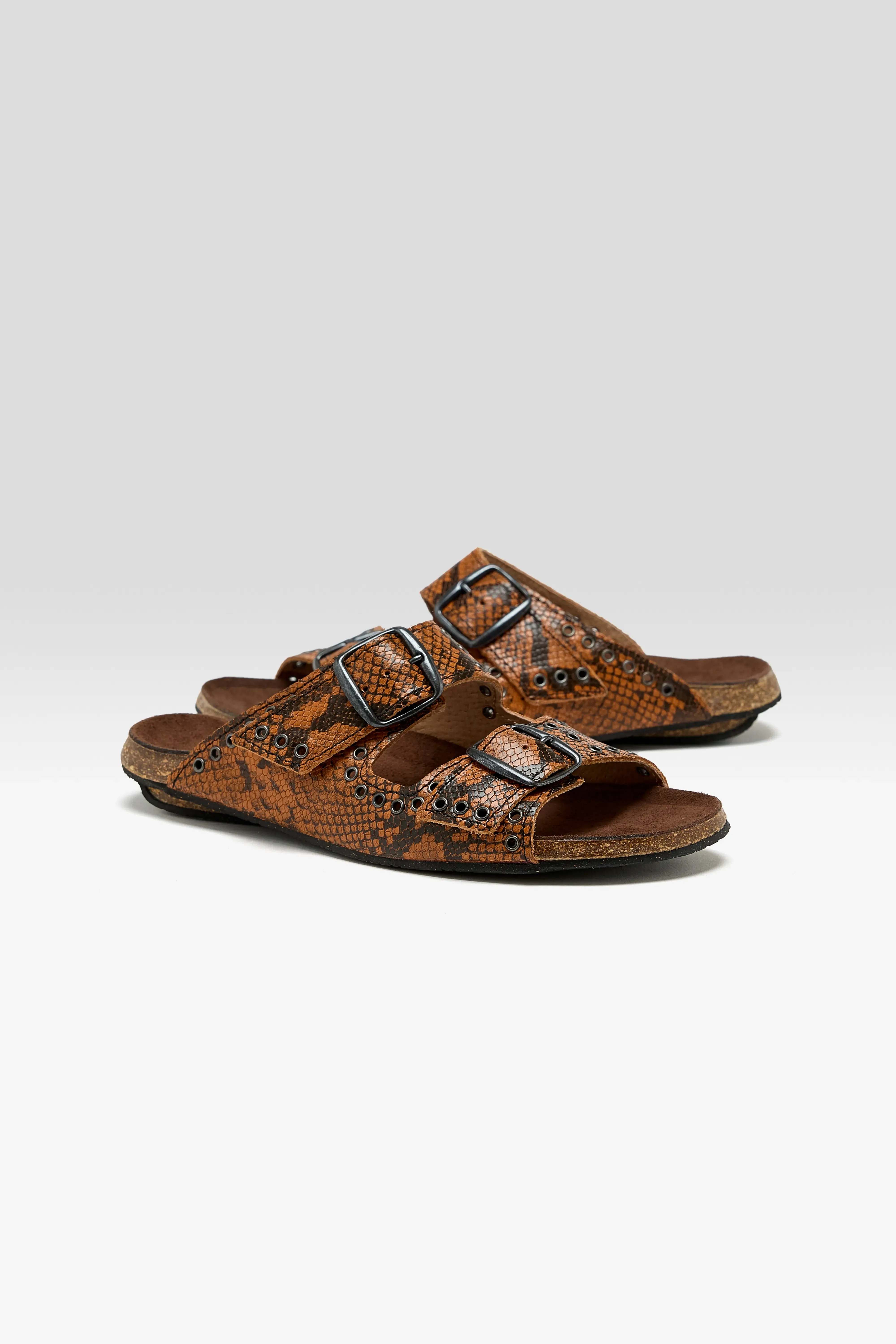 Œillet Python Leather Sandals (251 / W / CAMEL)