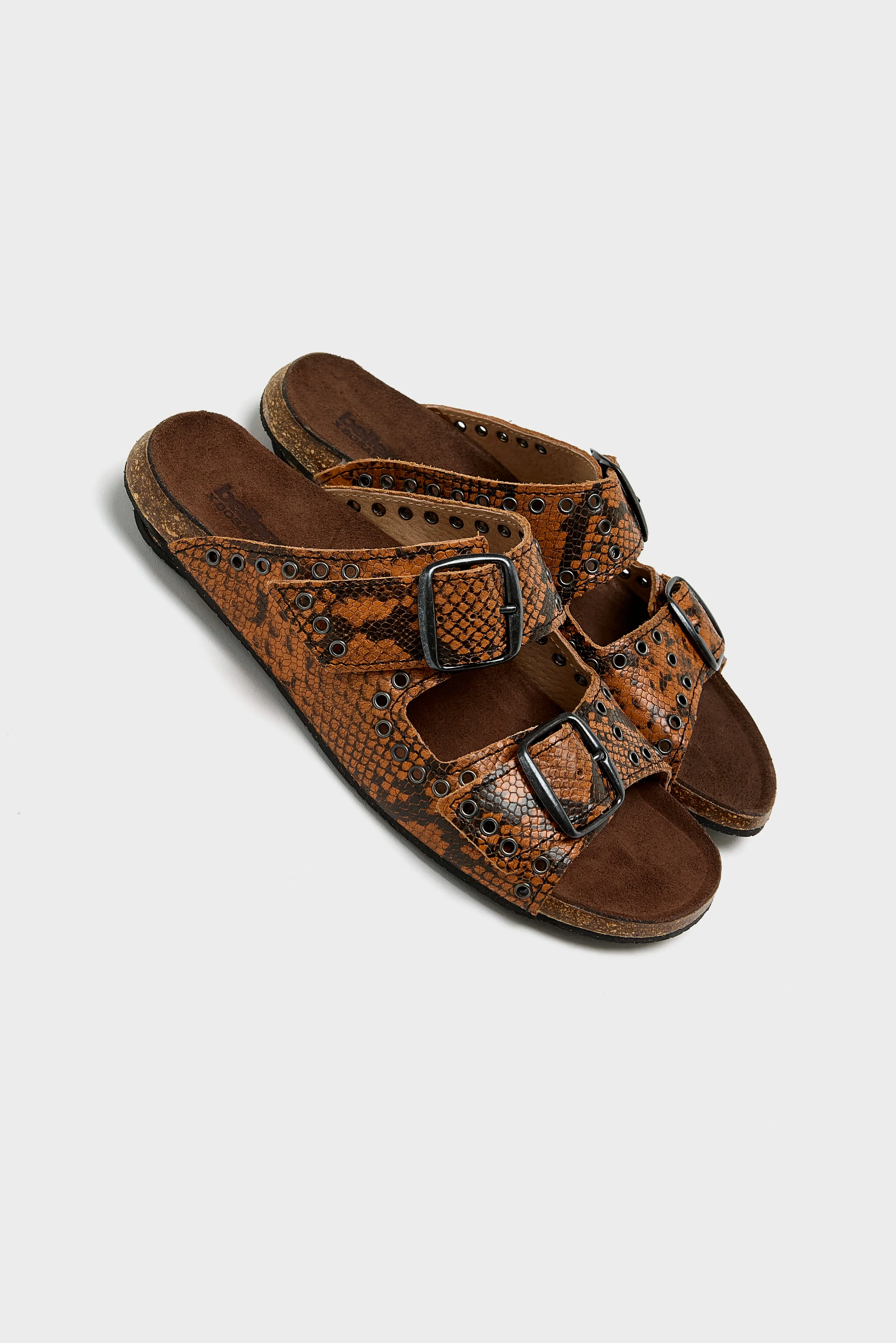 Œillet Python Leather Sandals (251 / W / CAMEL)