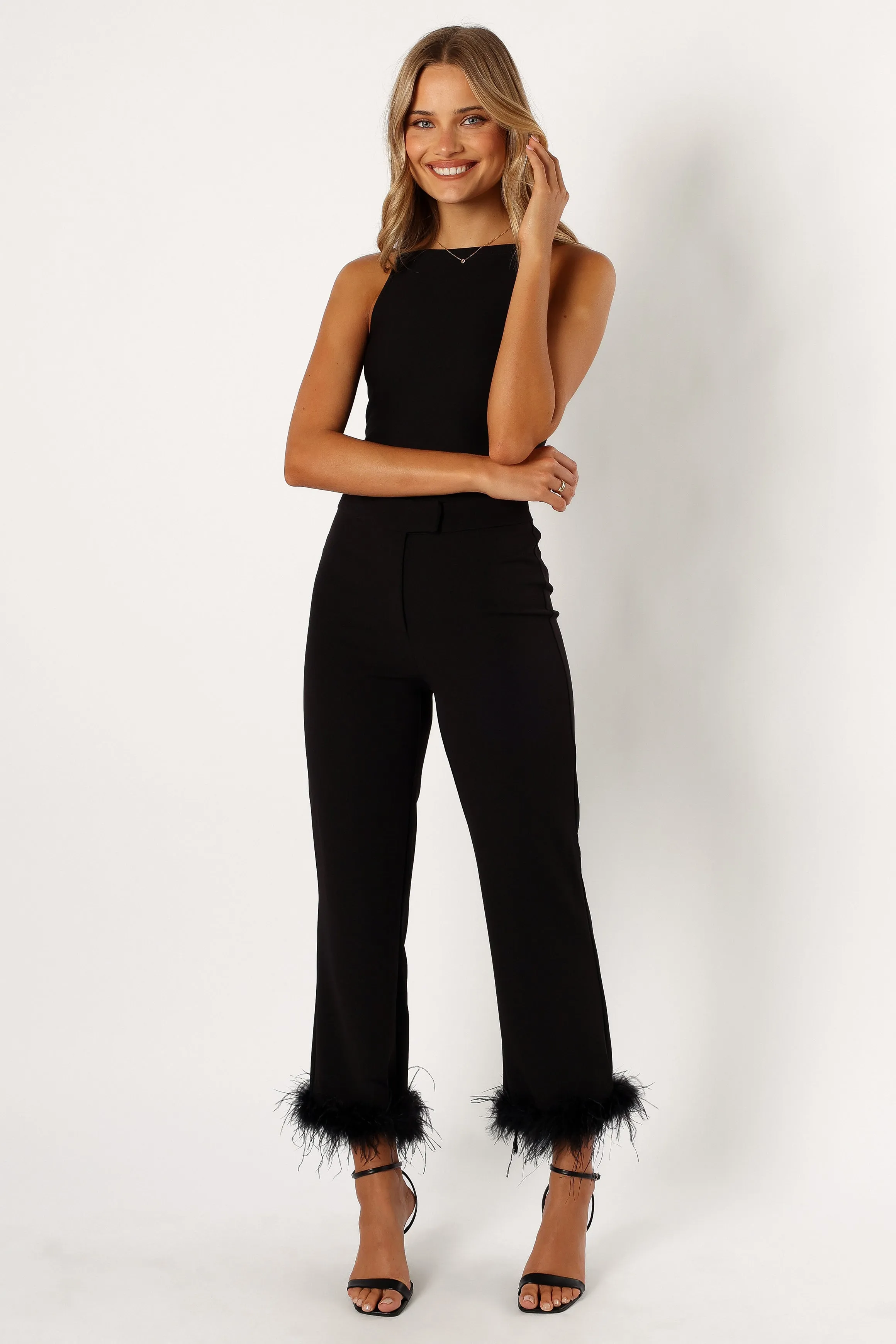Jada Feather Cuff Pant - Black