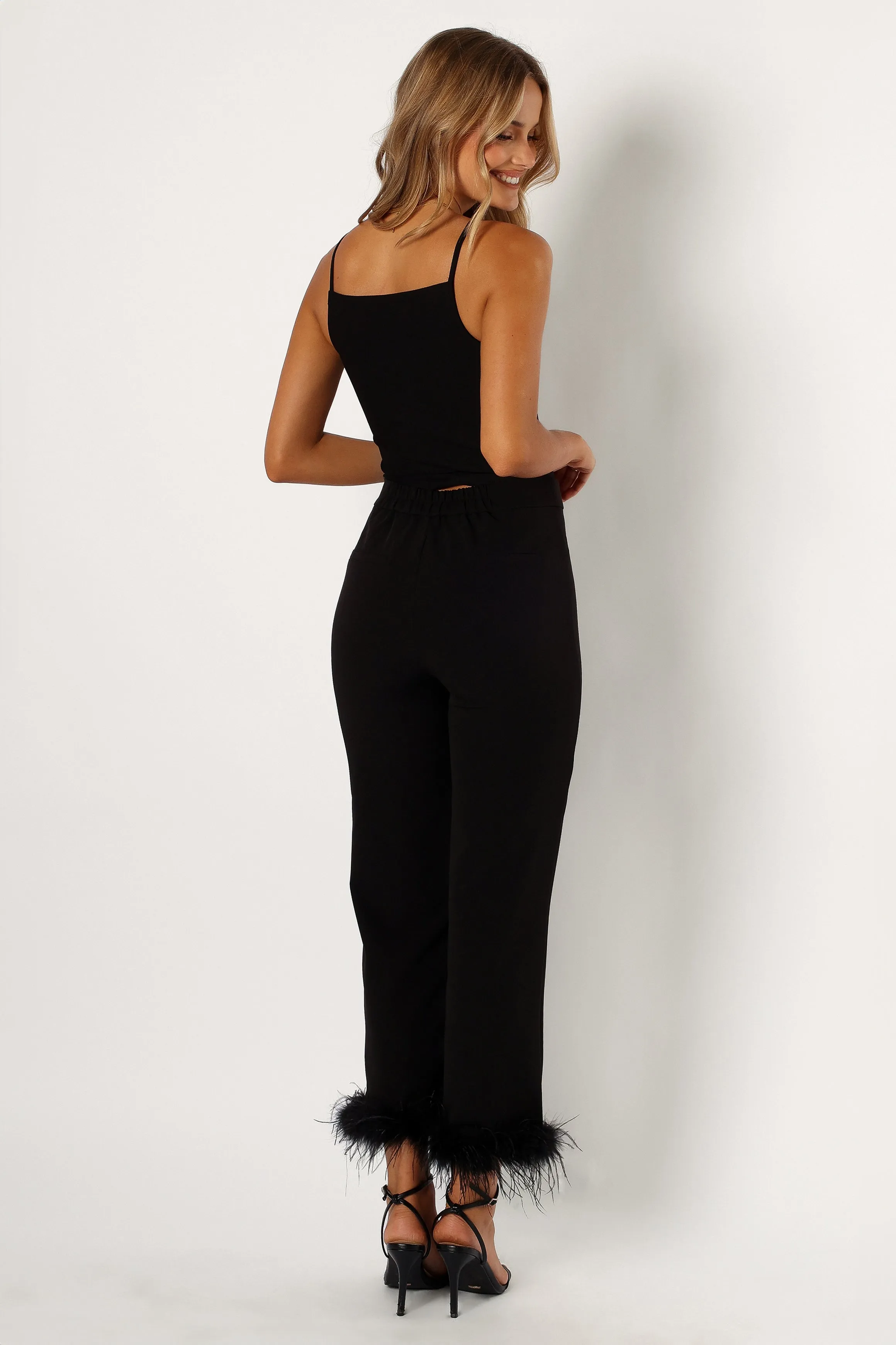 Jada Feather Cuff Pant - Black