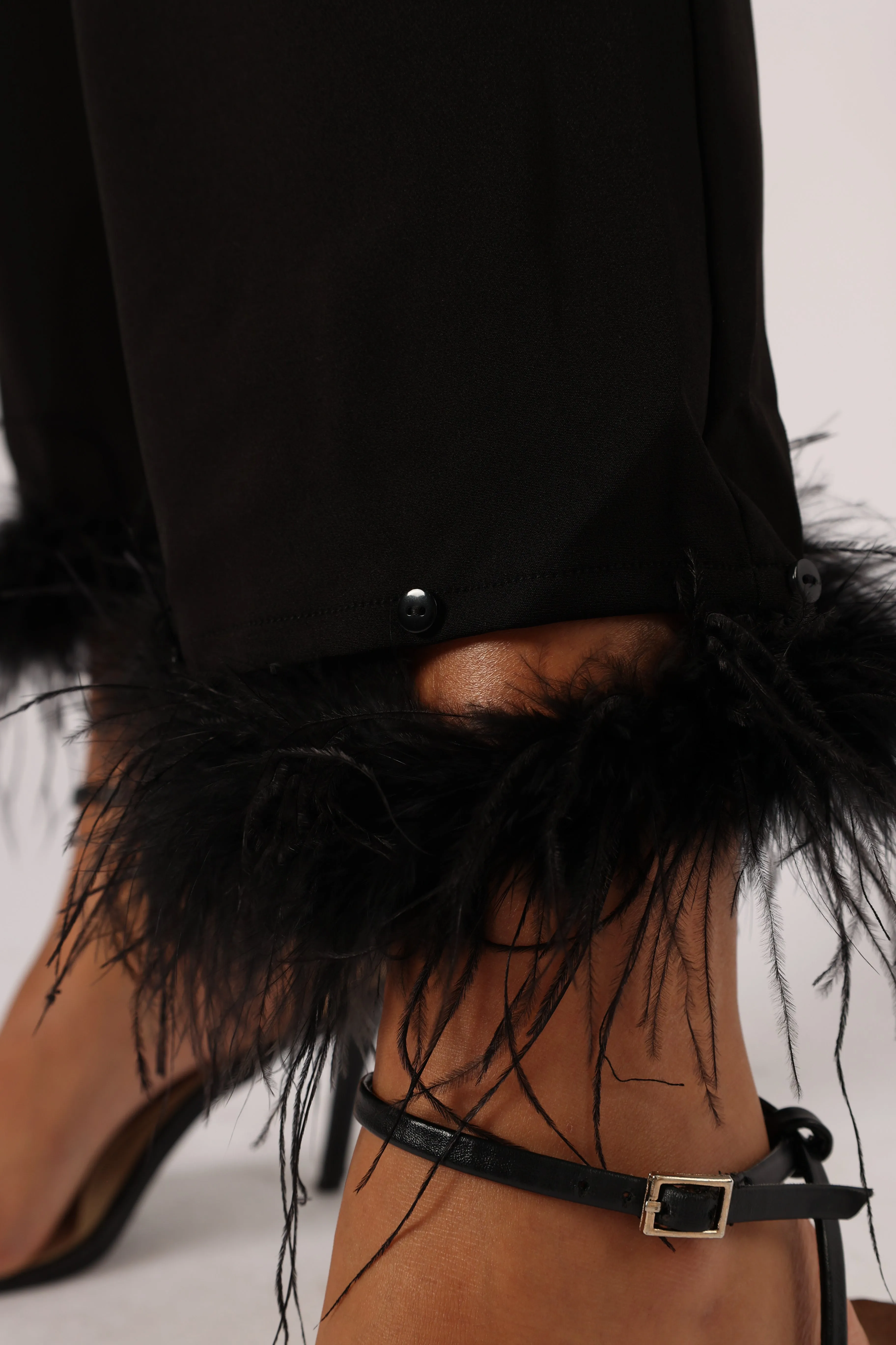 Jada Feather Cuff Pant - Black