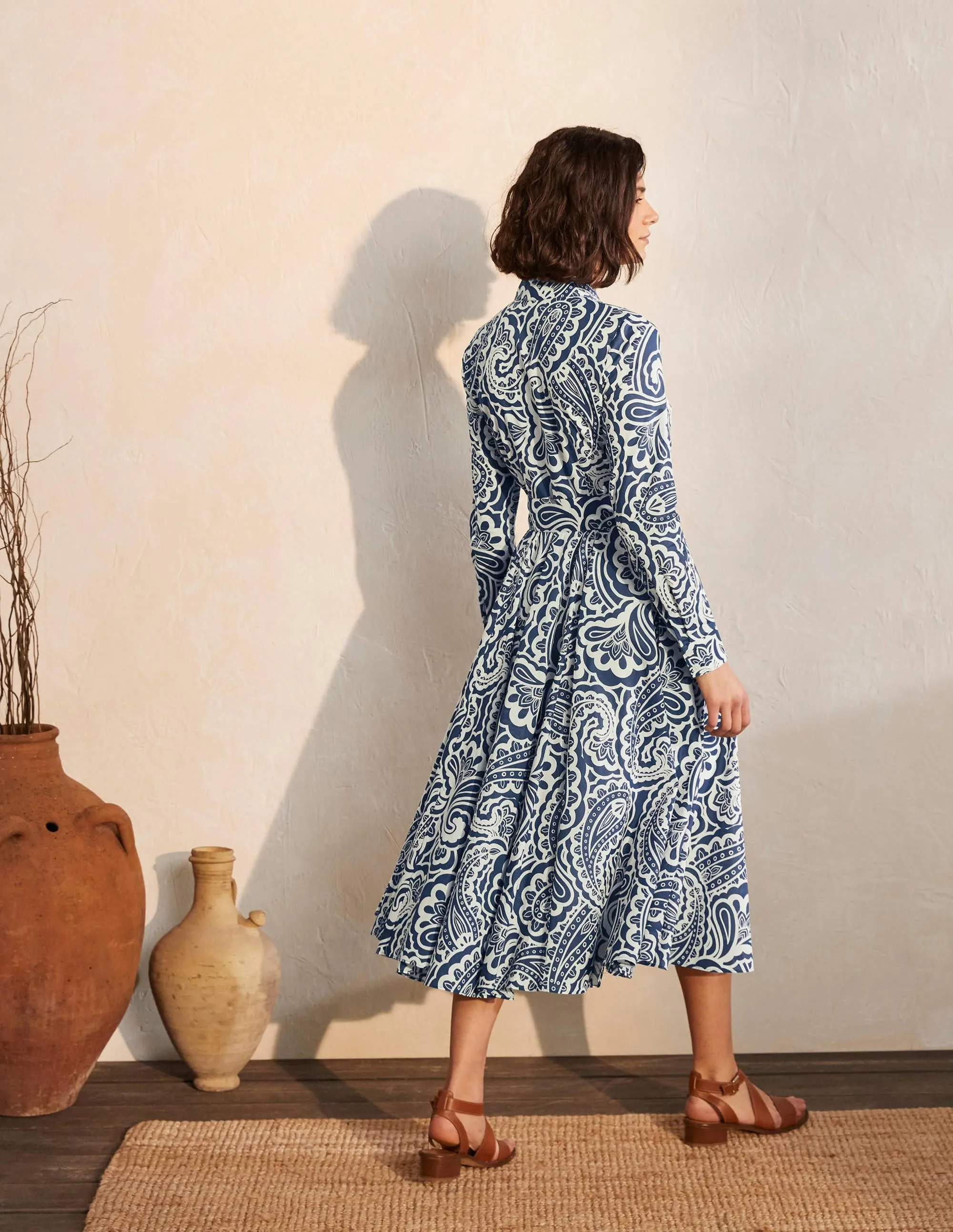 Kitty Midi Shirt Dress-Aircraft, Summer Paisley