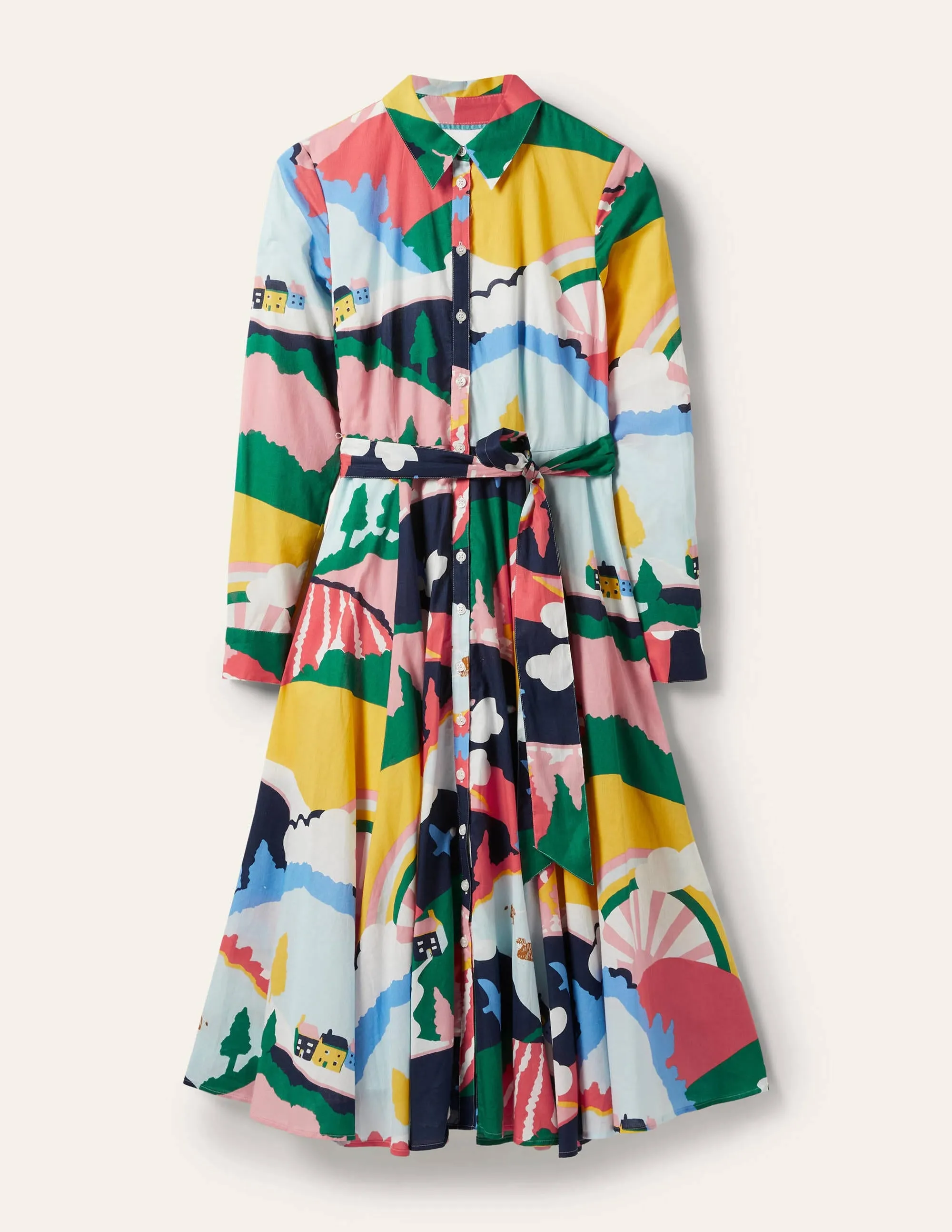 Kitty Midi Shirt Dress-French Navy, Scenic Meadow