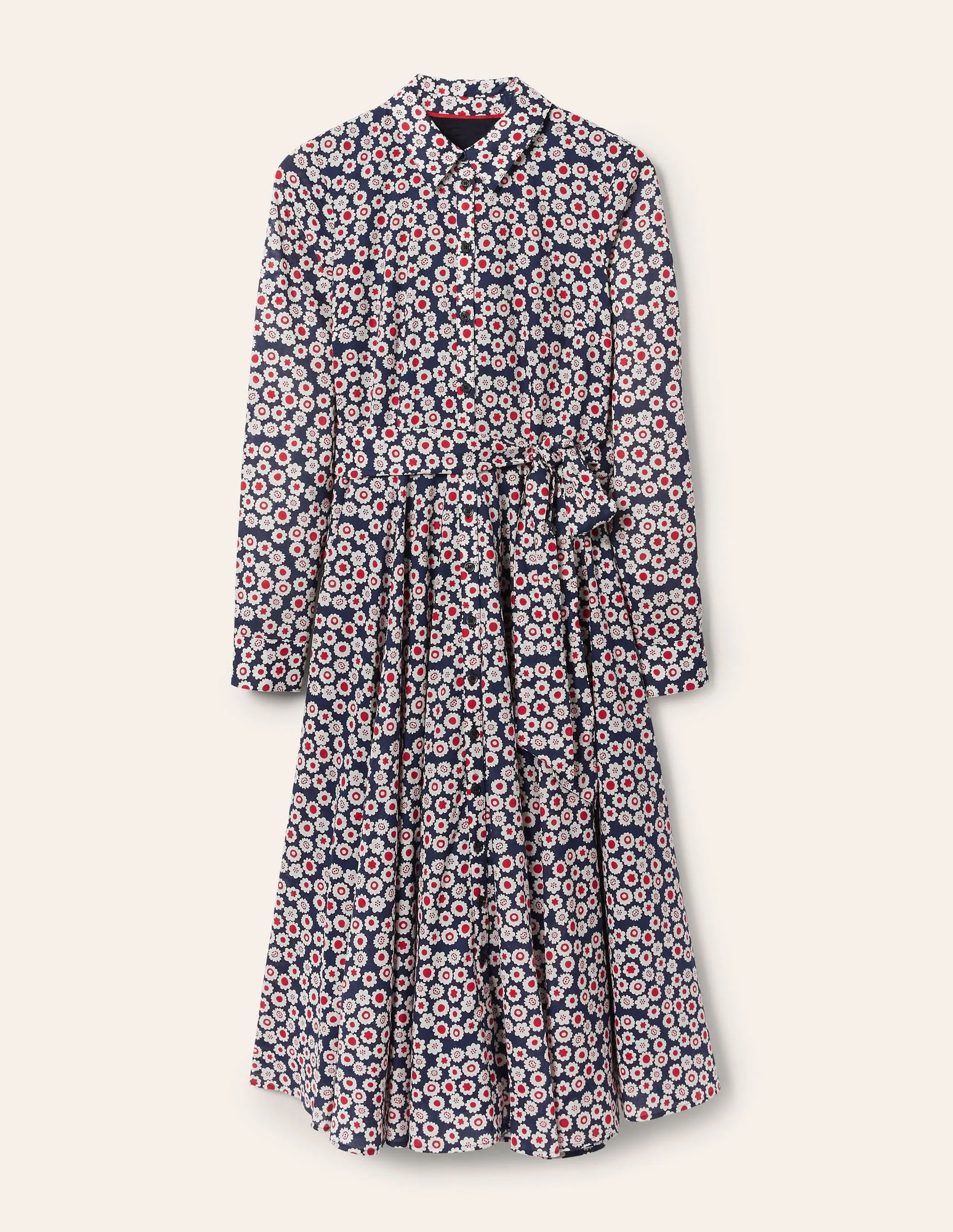 Kitty Midi Shirt Dress-French Navy, Scenic Meadow