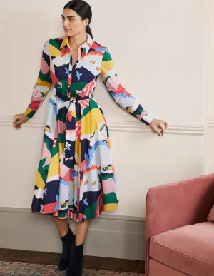 Kitty Midi Shirt Dress-French Navy, Scenic Meadow