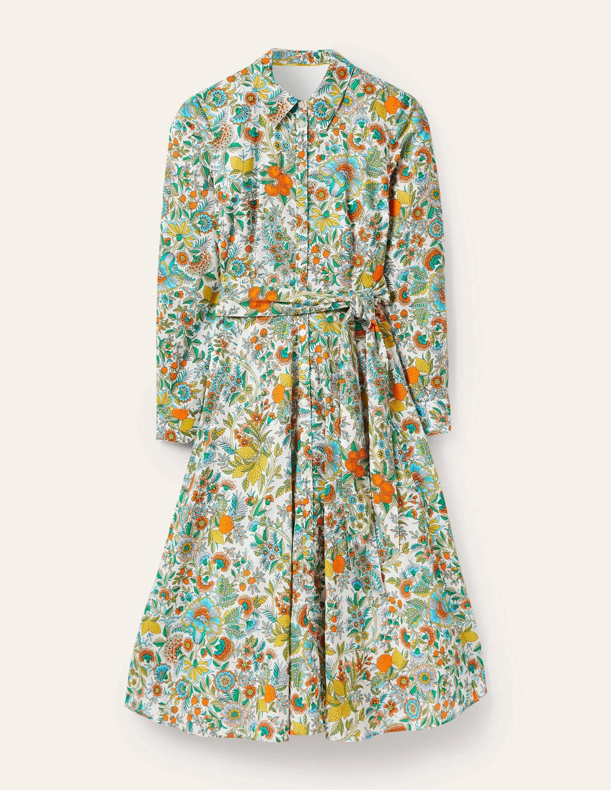Kitty Midi Shirt Dress-Ivory, Lemon Fizz