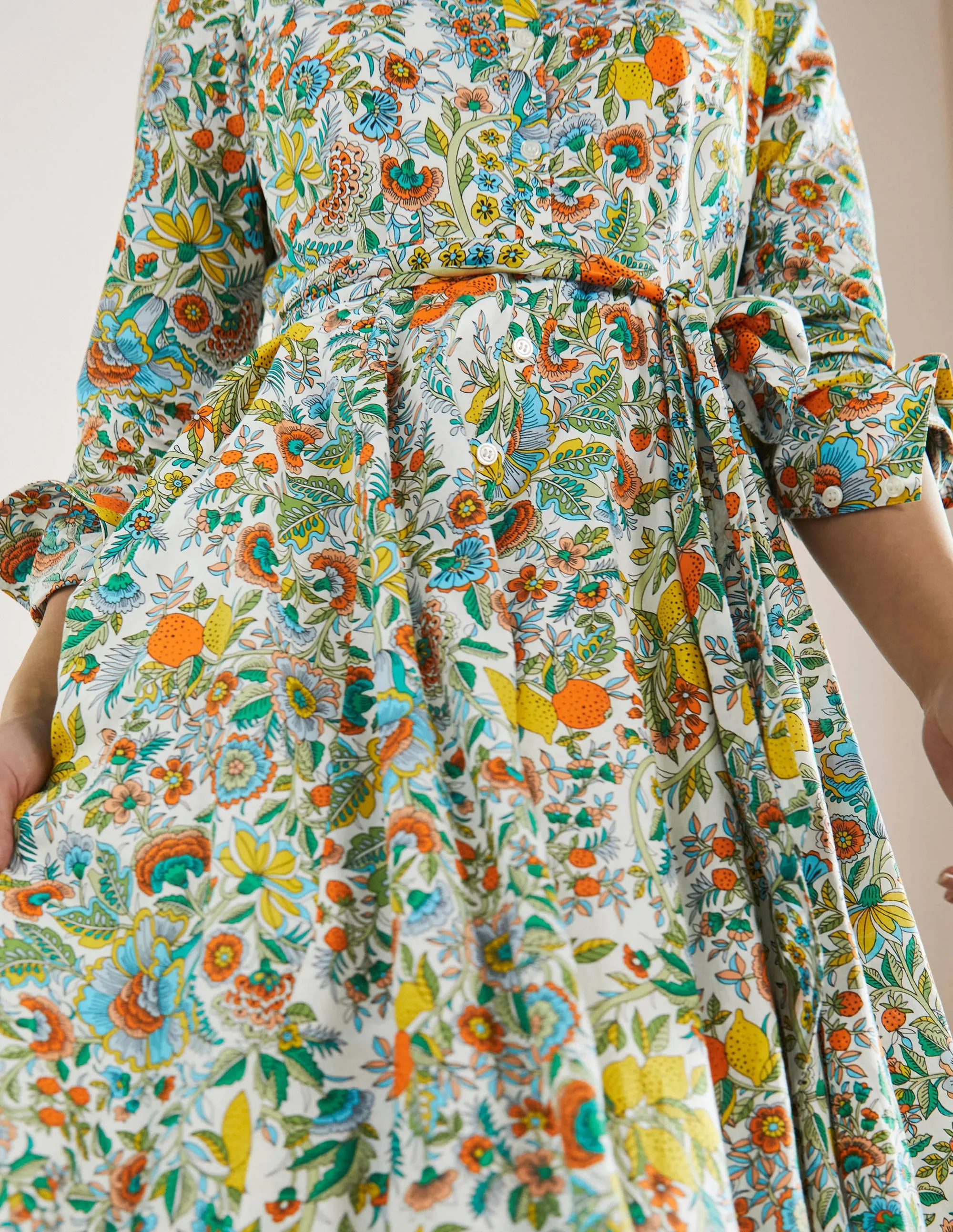 Kitty Midi Shirt Dress-Ivory, Lemon Fizz