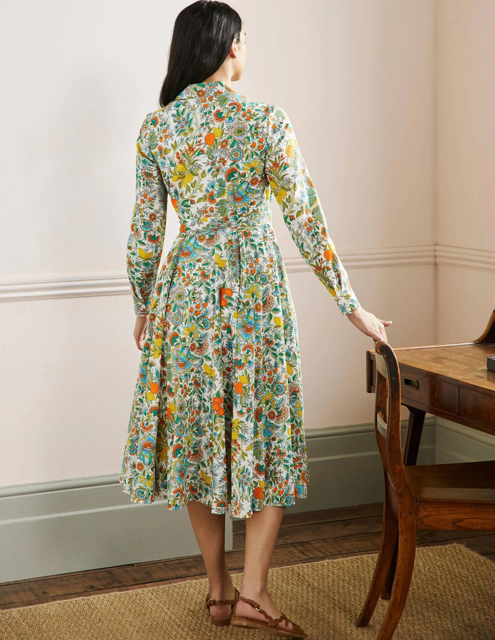 Kitty Midi Shirt Dress-Ivory, Lemon Fizz