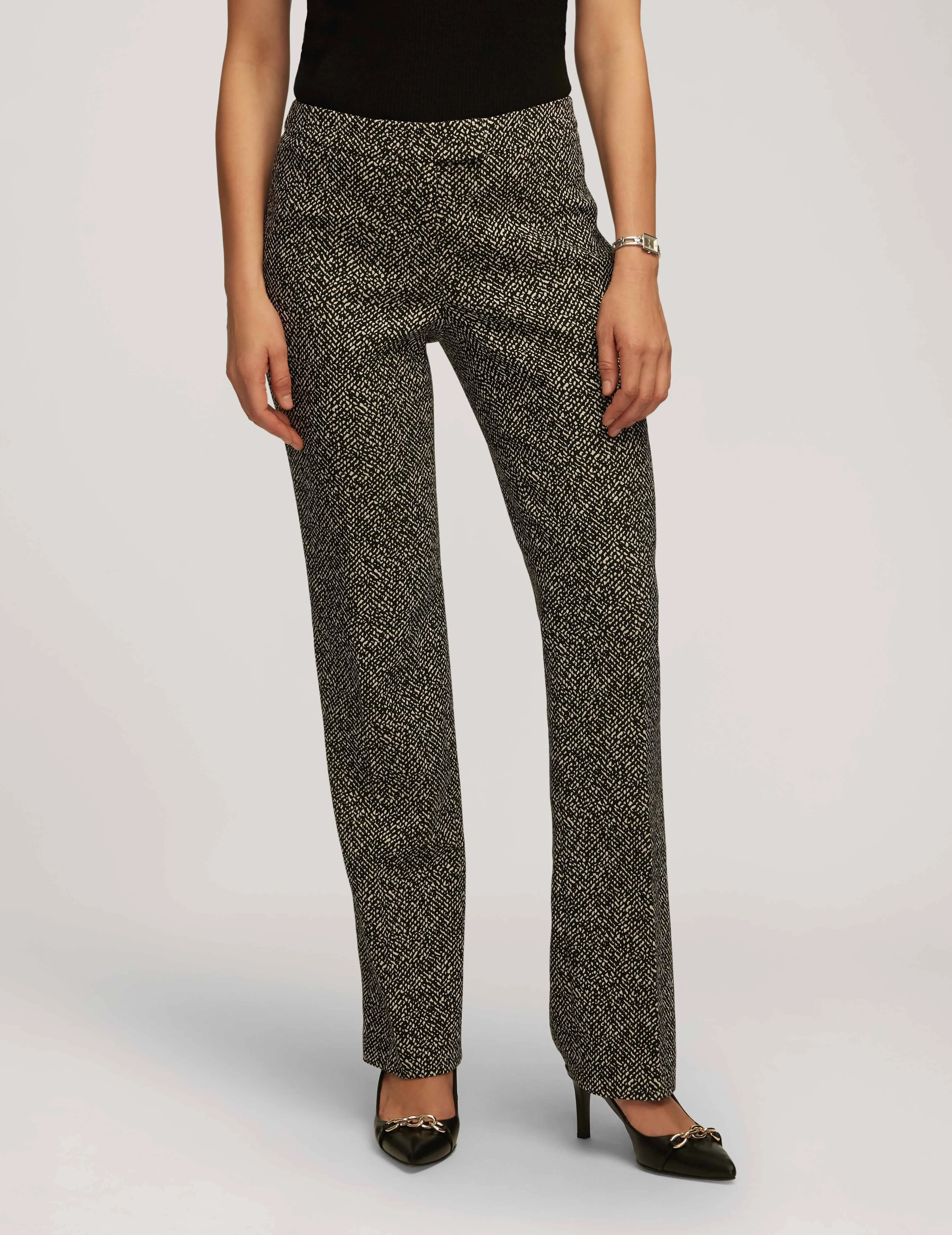 Knit Jacquard Fly Front Flare Leg Pant- Sale