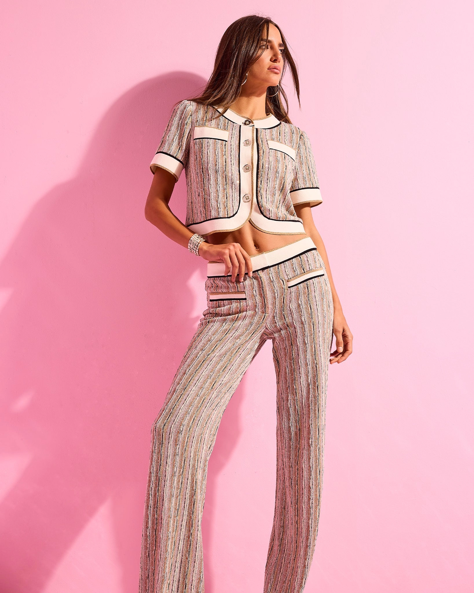 Kyla Sequin Knit Flare Pant