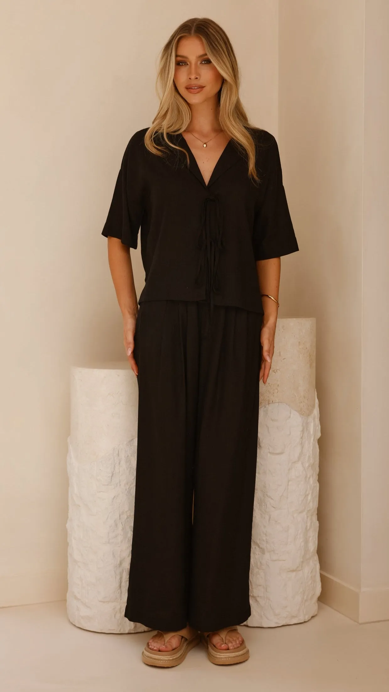 Lexi Linen Pants - Black