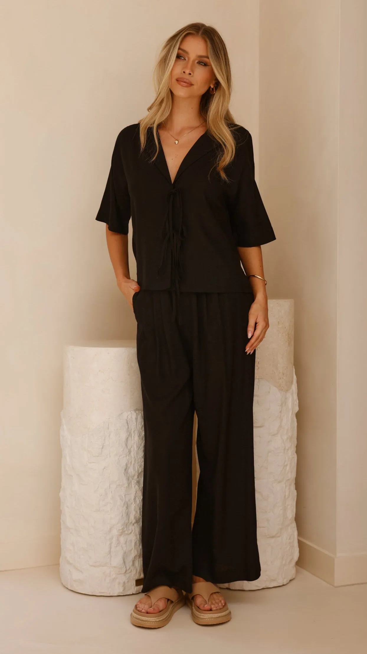 Lexi Linen Pants - Black