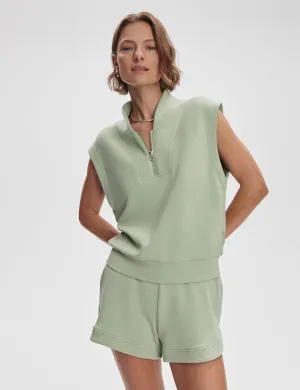 Loretta Half-Zip Sleeveless Sweat - Snow Sage
