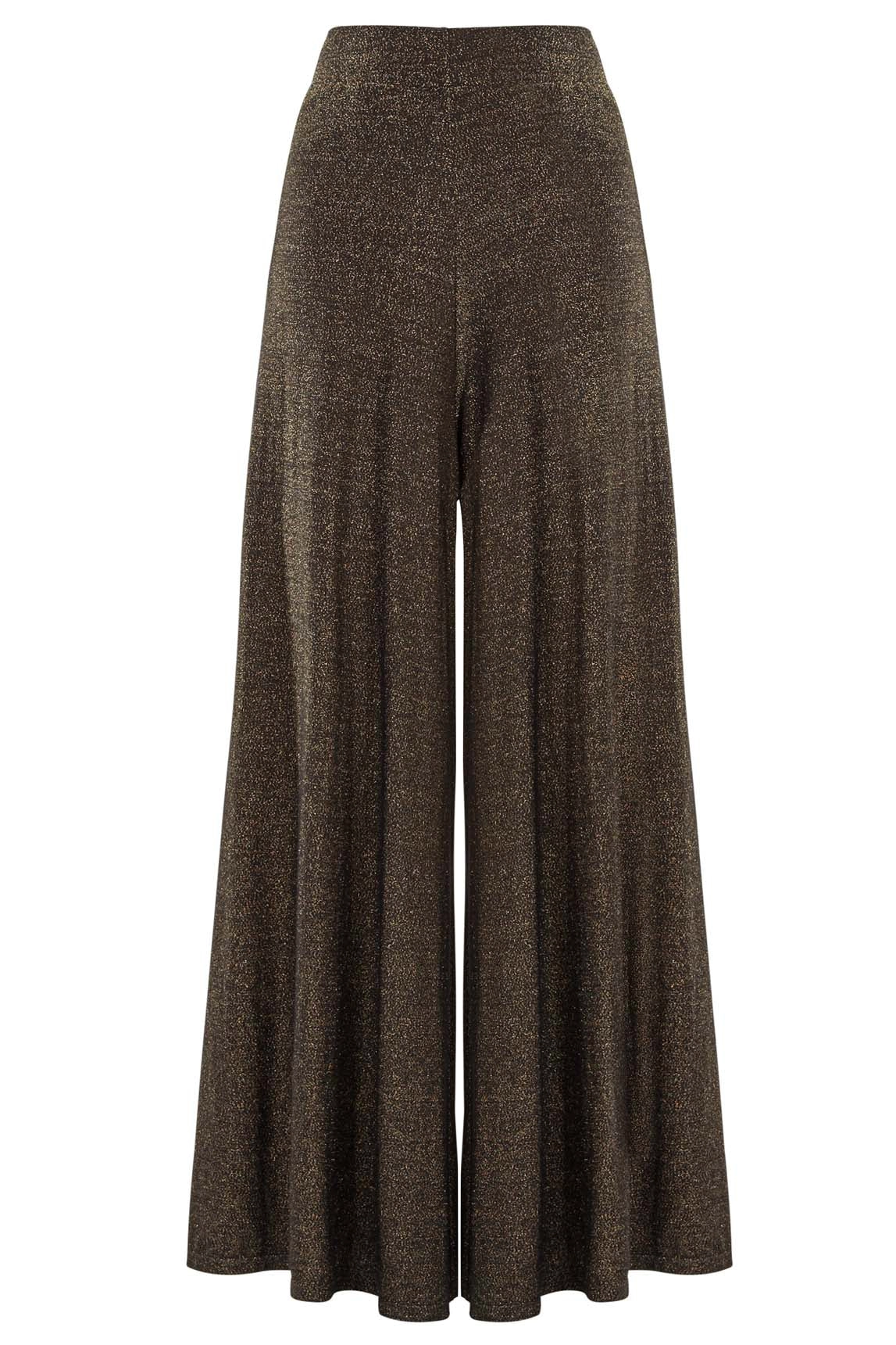 Lurex Glitter Jagger Flared Trousers in Black and Gold