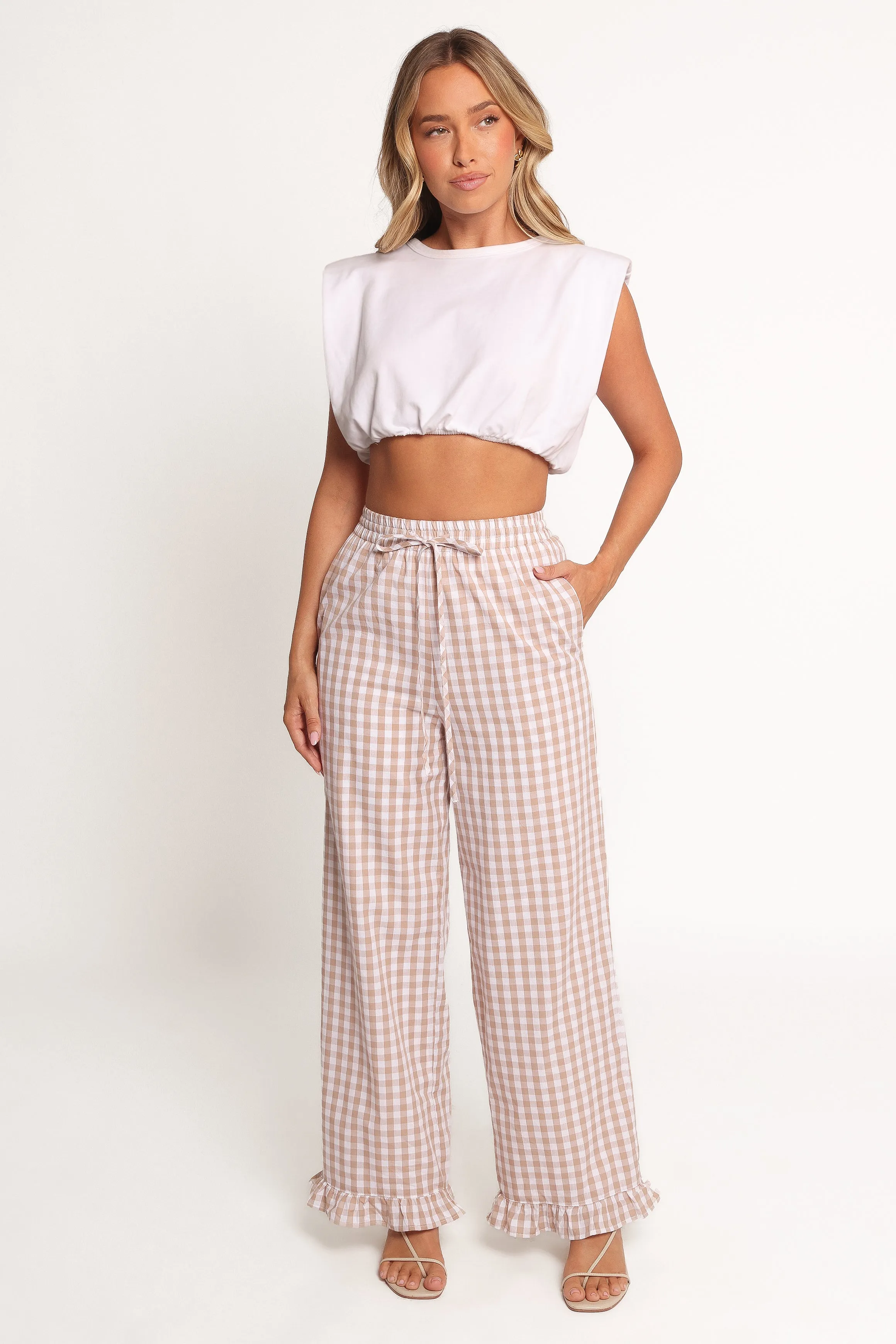 Marina Pant - Beige Gingham