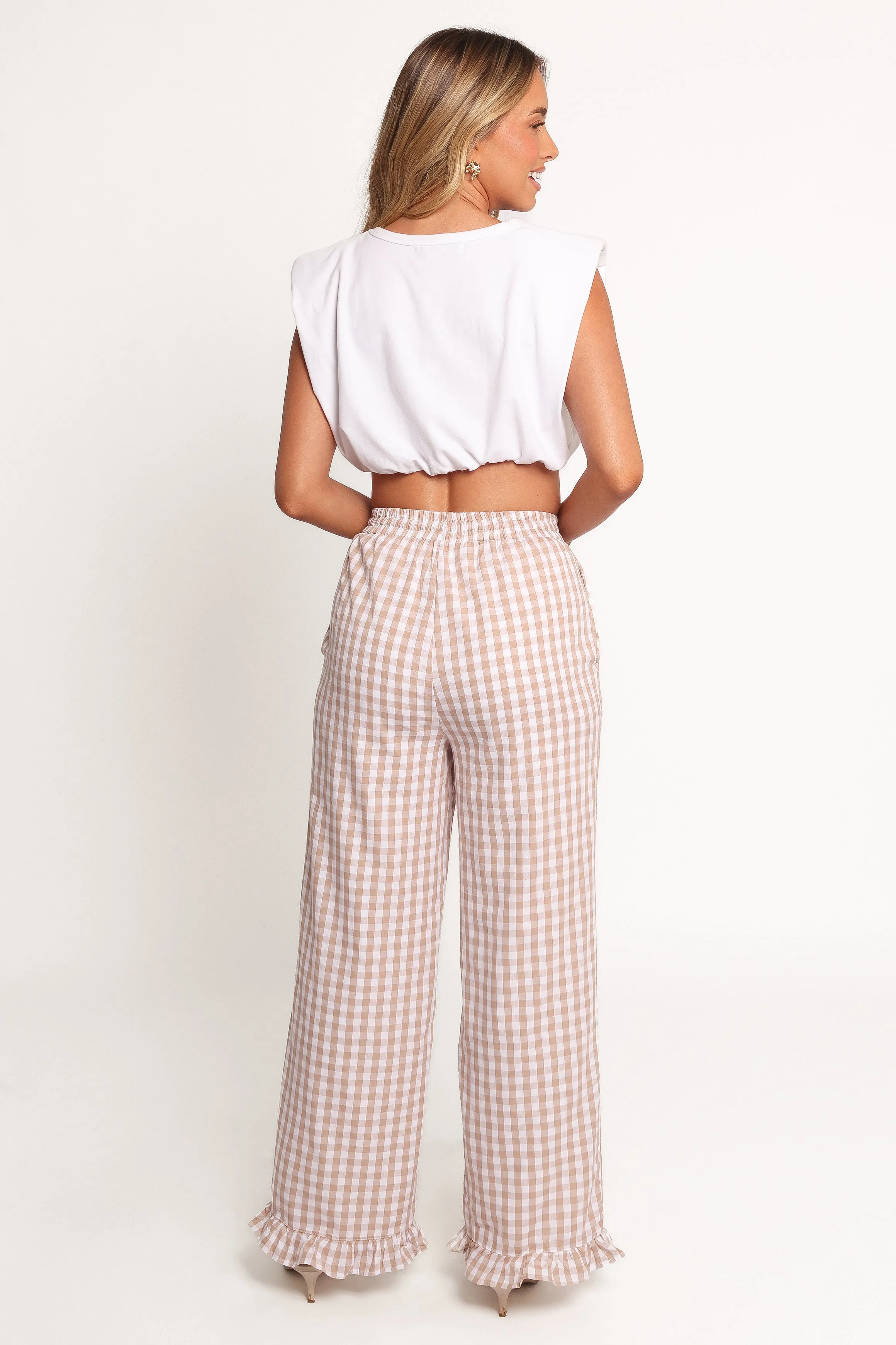 Marina Pant - Beige Gingham