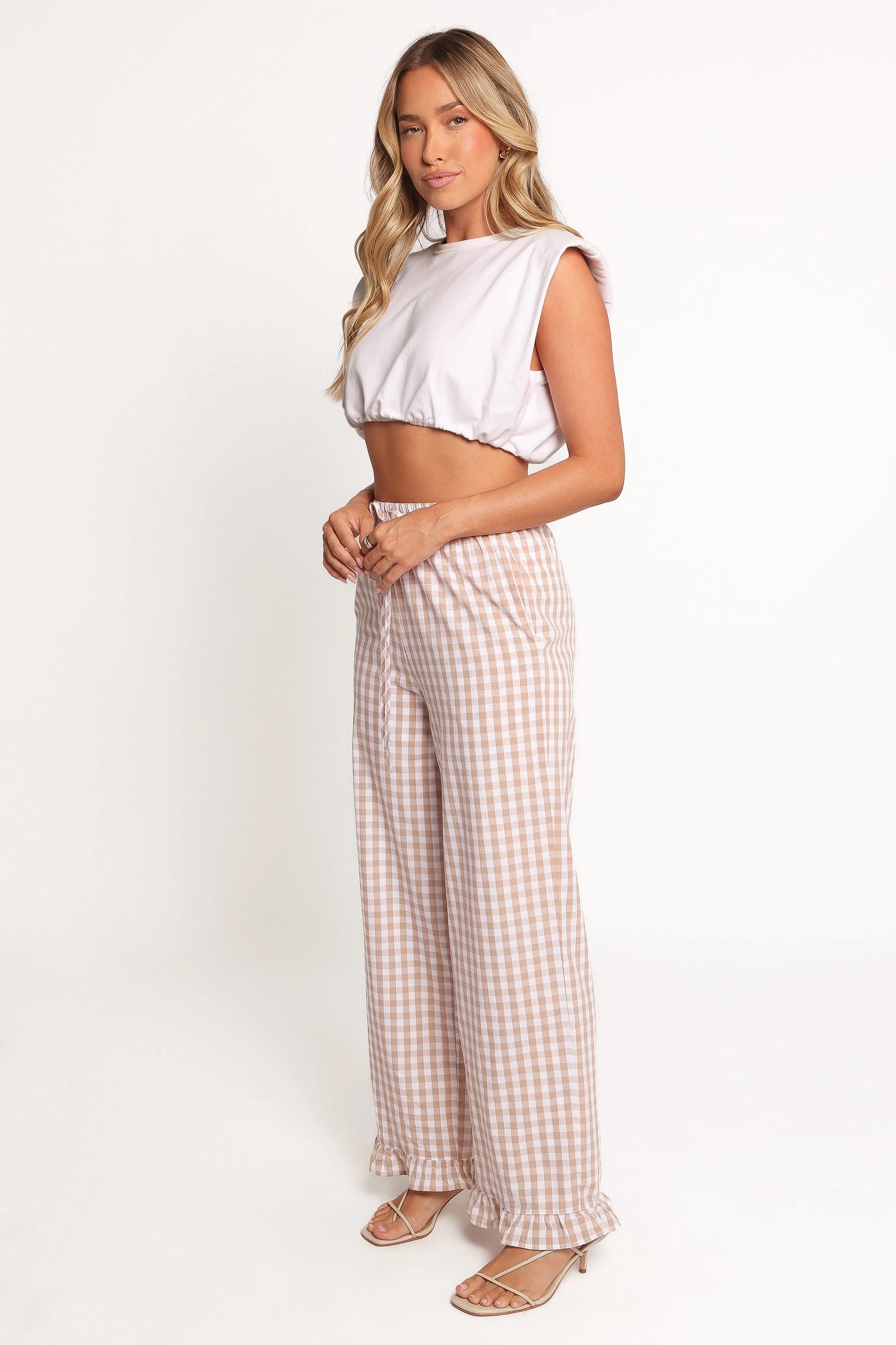 Marina Pant - Beige Gingham