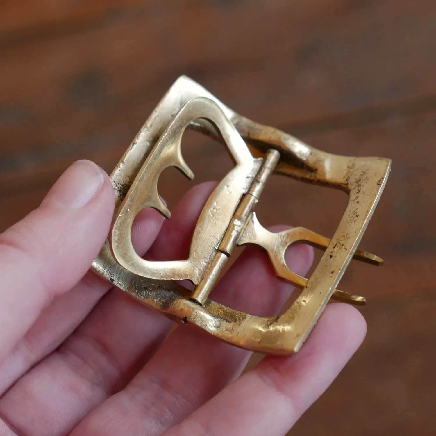 Men's Floral Shoe Buckles in Brass
