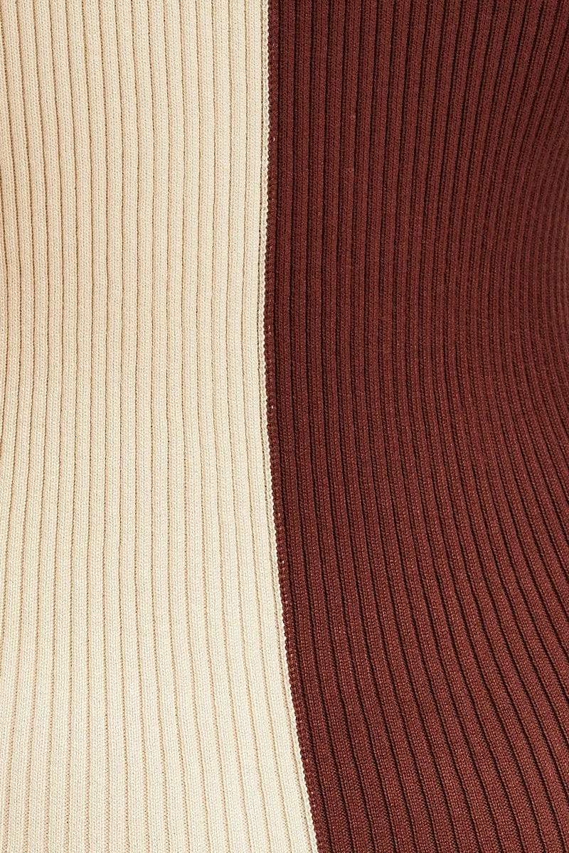 Multi Colorblock Button Front Knit Dress