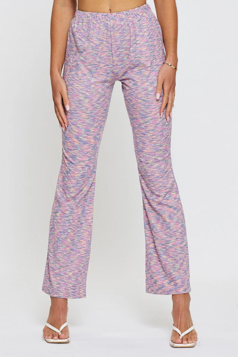 Multi Flare Pants Elastic Waist
