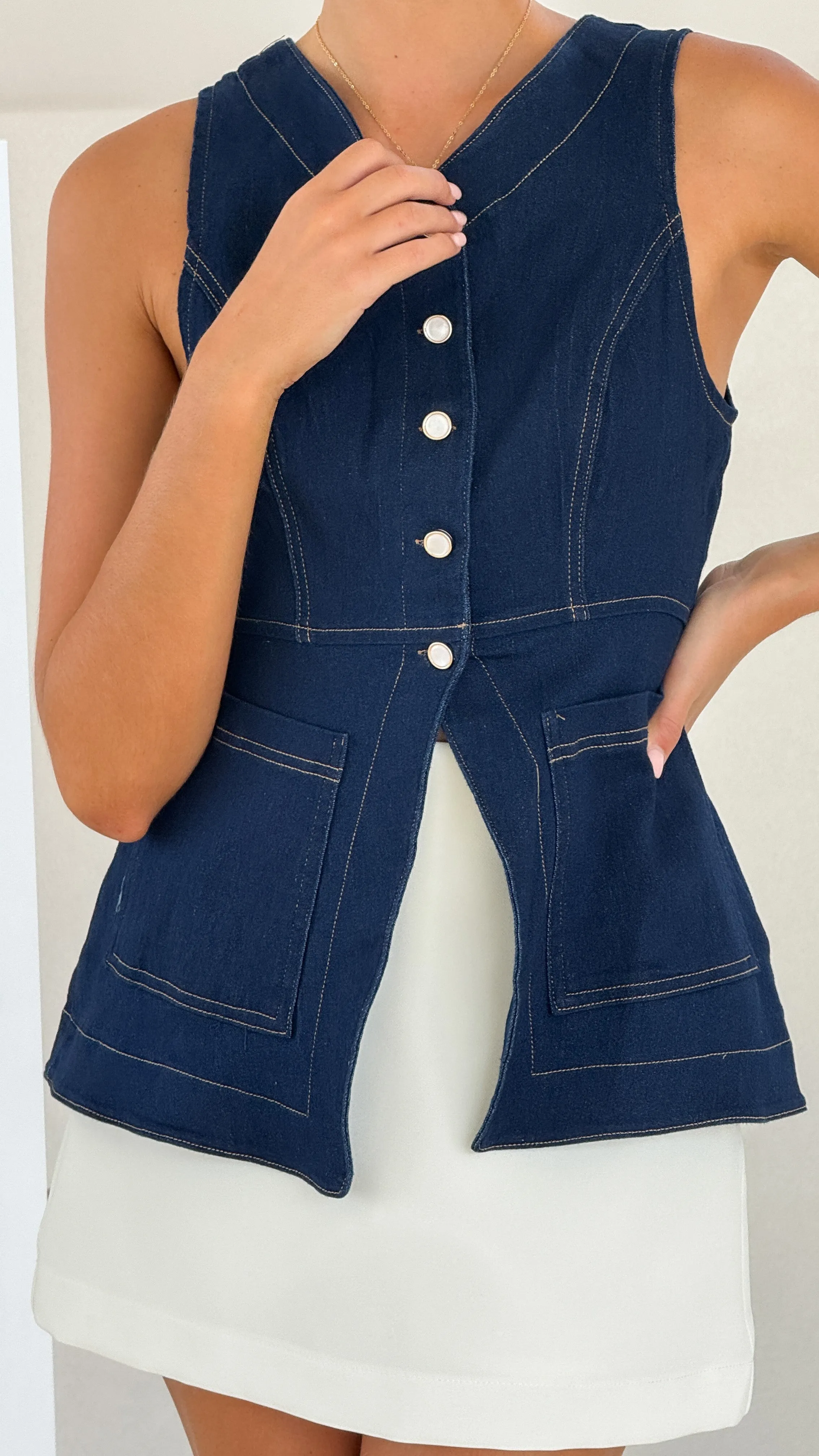 Olena Vest - Dark Denim