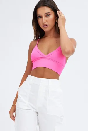 Pink Bralette V neck Seamless