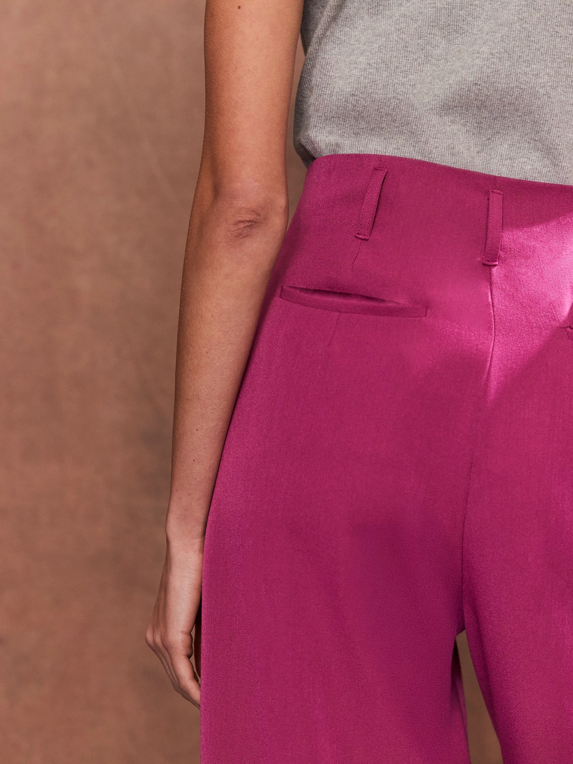 Pink High-Waist Wide-Leg Trousers