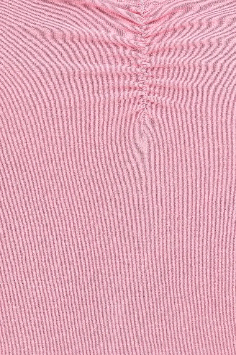 Pink Ruched Midi Skirt