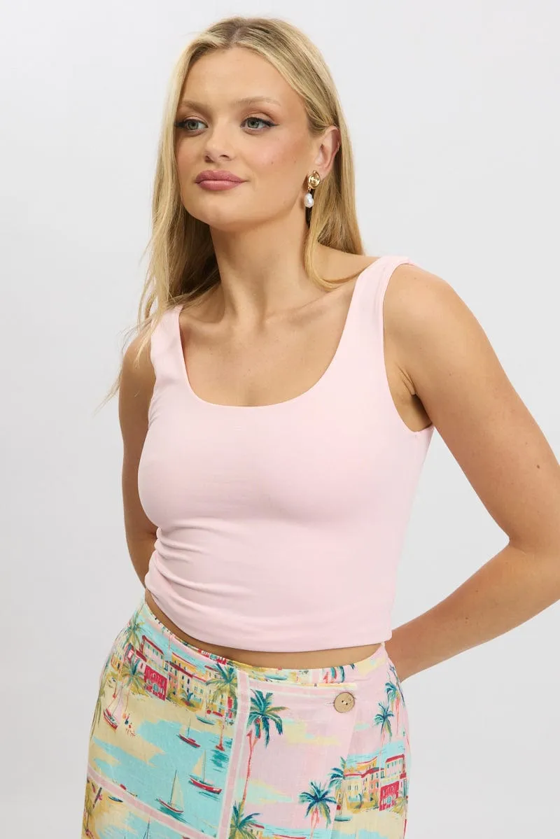 Pink Supersoft Top U Neck Sleeveless