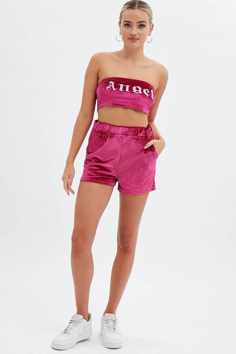 Pink Velvet Bandeau Top