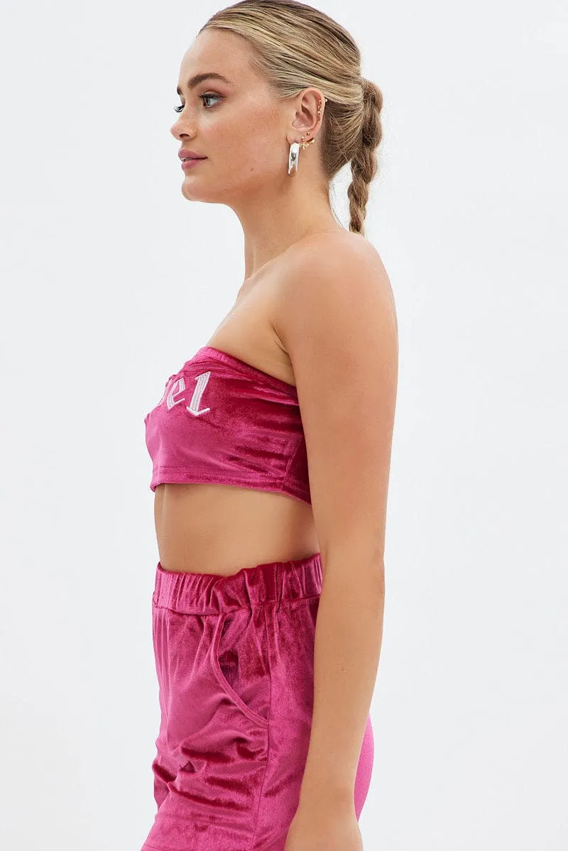 Pink Velvet Bandeau Top