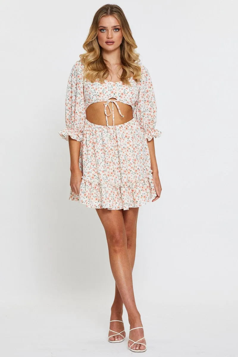 Print Mini Dress Long Sleeve